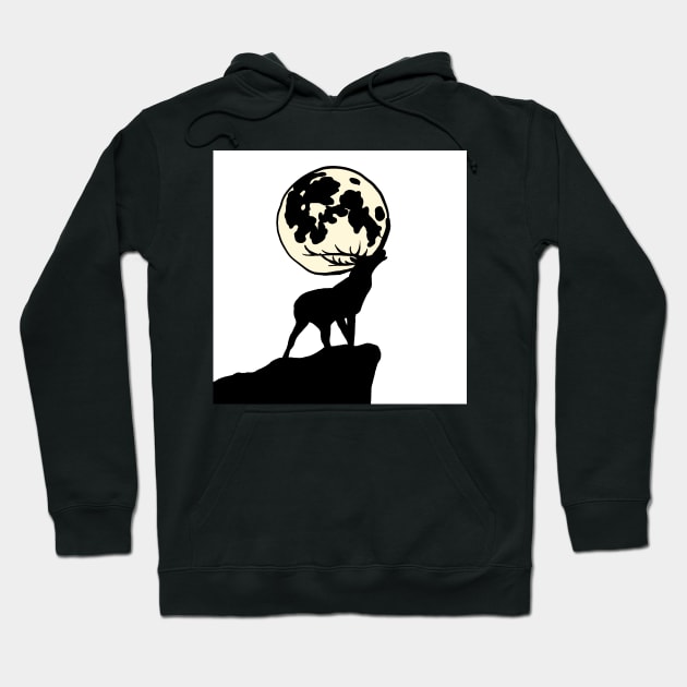 Full moon deer slab Hoodie by Noamdelf06